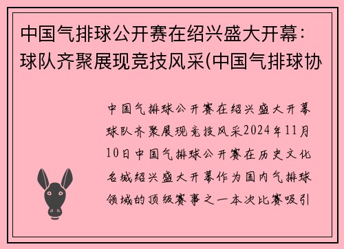 中国气排球公开赛在绍兴盛大开幕：球队齐聚展现竞技风采(中国气排球协会最新气排球规则)