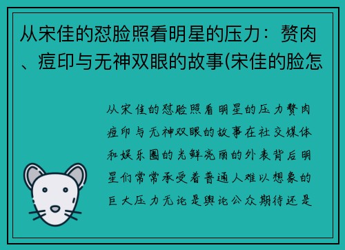 从宋佳的怼脸照看明星的压力：赘肉、痘印与无神双眼的故事(宋佳的脸怎么了)
